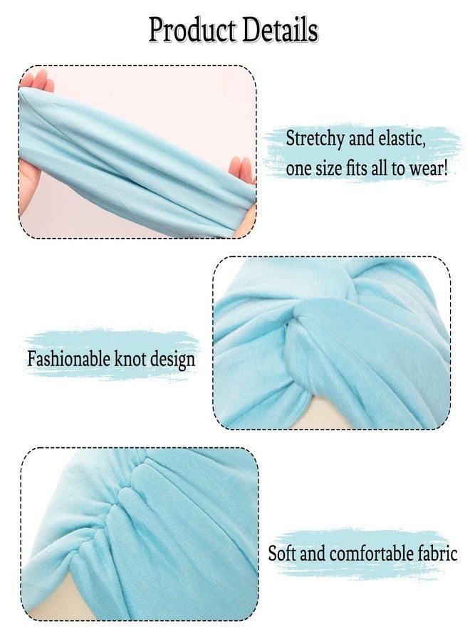 Sdfvsdg 4 Pcs Stretchy Turban Head Wraps for Women Pre Tied Knot Turban Hats Sleep Hats Cancer Headwear Chemo Headwrap 4 Colors (Blue, Purple, Pink, White) - Image 3